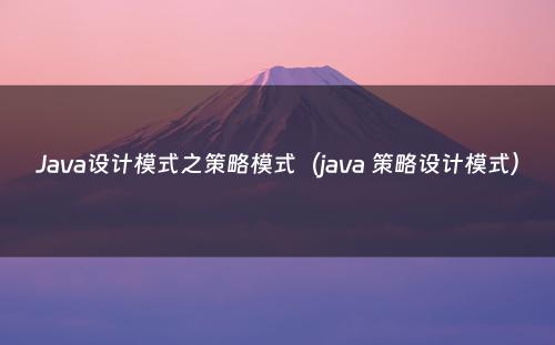 Java设计模式之策略模式（java 策略设计模式）