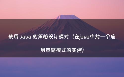 使用 Java 的策略设计模式（在java中找一个应用策略模式的实例）