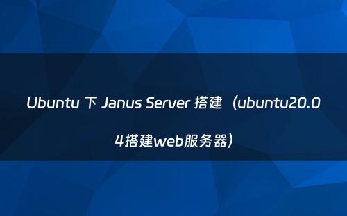 Ubuntu 下 Janus Server 搭建（ubuntu20.04搭建web服务器）