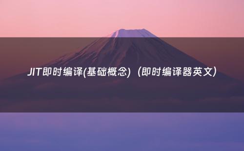 JIT即时编译(基础概念)（即时编译器英文）