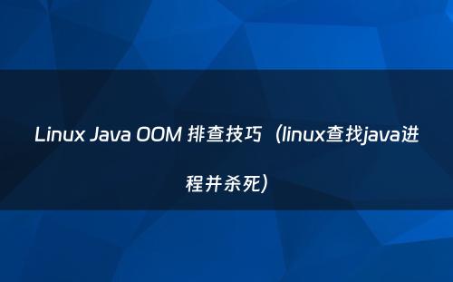 Linux Java OOM 排查技巧（linux查找java进程并杀死）