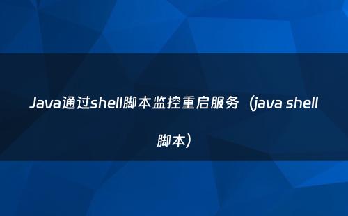 Java通过shell脚本监控重启服务（java shell脚本）