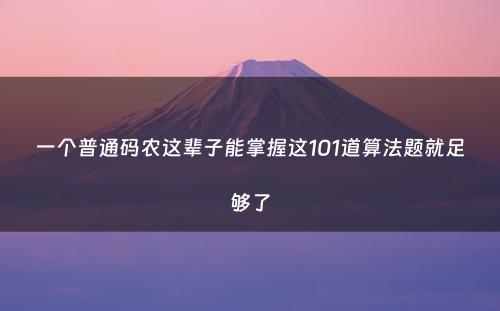 一个普通码农这辈子能掌握这101道算法题就足够了