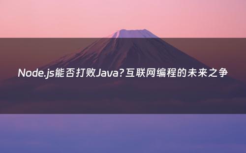 Node.js能否打败Java?互联网编程的未来之争