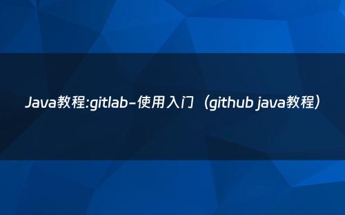 Java教程:gitlab-使用入门（github java教程）