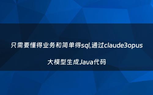 只需要懂得业务和简单得sql,通过claude3opus大模型生成Java代码