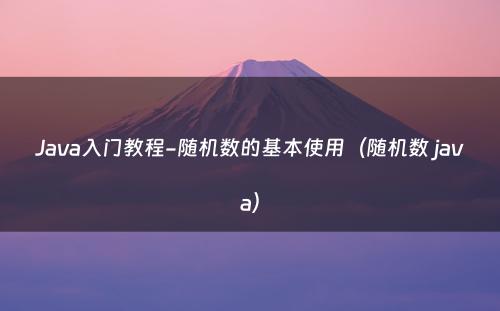 Java入门教程-随机数的基本使用（随机数 java）