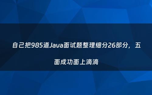 自己把985道Java面试题整理细分26部分，五面成功面上滴滴
