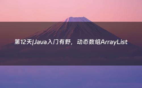 第12天|Java入门有野，动态数组ArrayList