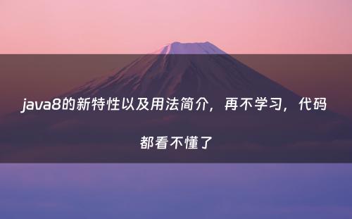java8的新特性以及用法简介，再不学习，代码都看不懂了
