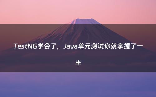 TestNG学会了，Java单元测试你就掌握了一半