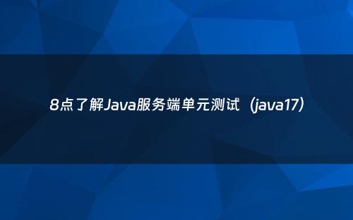 8点了解Java服务端单元测试（java17）
