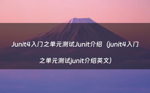 Junit4入门之单元测试Junit介绍（junit4入门之单元测试junit介绍英文）