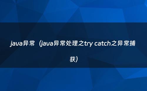 java异常（java异常处理之try catch之异常捕获）