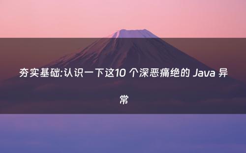 夯实基础:认识一下这10 个深恶痛绝的 Java 异常