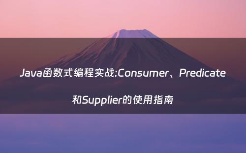 Java函数式编程实战:Consumer、Predicate和Supplier的使用指南
