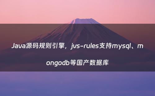 Java源码规则引擎，jvs-rules支持mysql、mongodb等国产数据库