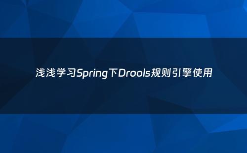 浅浅学习Spring下Drools规则引擎使用