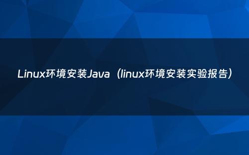 Linux环境安装Java（linux环境安装实验报告）