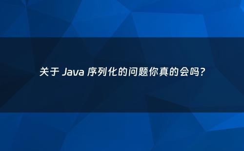 关于 Java 序列化的问题你真的会吗?