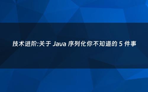 技术进阶:关于 Java 序列化你不知道的 5 件事