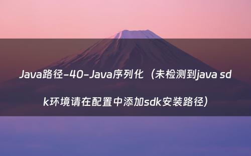Java路径-40-Java序列化（未检测到java sdk环境请在配置中添加sdk安装路径）