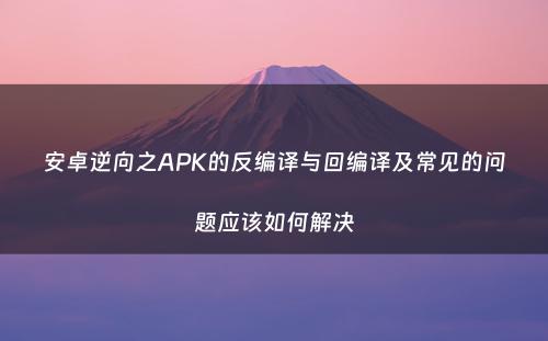 安卓逆向之APK的反编译与回编译及常见的问题应该如何解决