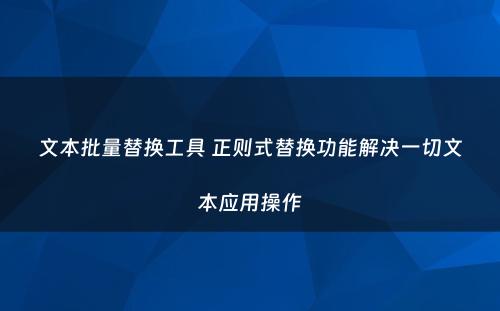 文本批量替换工具 正则式替换功能解决一切文本应用操作