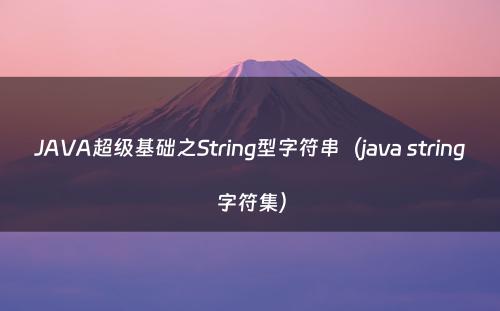 JAVA超级基础之String型字符串（java string字符集）