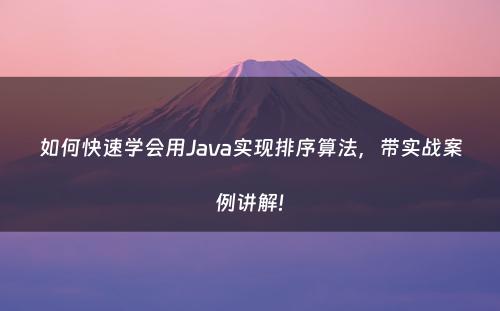 如何快速学会用Java实现排序算法，带实战案例讲解!