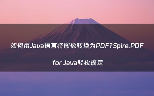 如何用Java语言将图像转换为PDF?Spire.PDF for Java轻松搞定