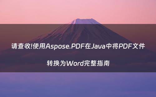 请查收!使用Aspose.PDF在Java中将PDF文件转换为Word完整指南