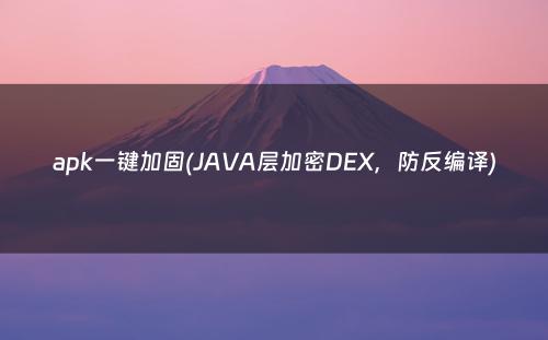 apk一键加固(JAVA层加密DEX，防反编译)