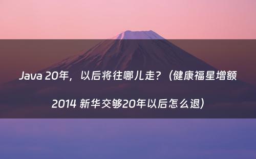 Java 20年，以后将往哪儿走?（健康福星增额2014 新华交够20年以后怎么退）