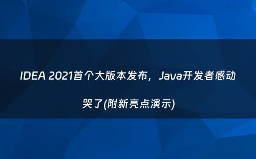 IDEA 2021首个大版本发布，Java开发者感动哭了(附新亮点演示)