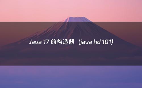 Java 17 的构造器（java hd 101）
