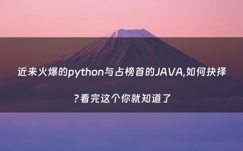 近来火爆的python与占榜首的JAVA,如何抉择?看完这个你就知道了