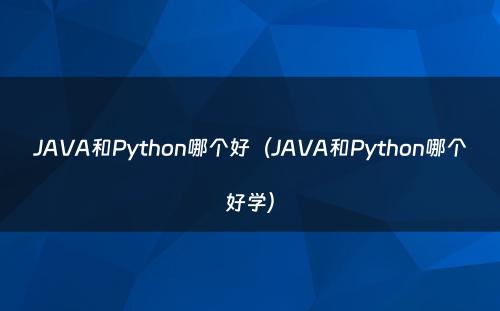 JAVA和Python哪个好（JAVA和Python哪个好学）