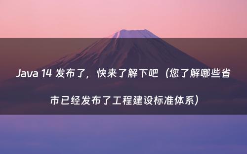 Java 14 发布了，快来了解下吧（您了解哪些省市已经发布了工程建设标准体系）