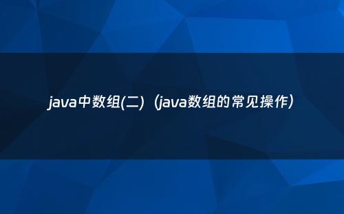 java中数组(二)（java数组的常见操作）