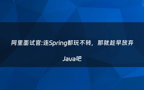 阿里面试官:连Spring都玩不转，那就趁早放弃Java吧