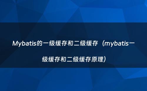 Mybatis的一级缓存和二级缓存（mybatis一级缓存和二级缓存原理）