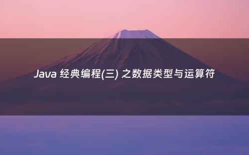 Java 经典编程(三) 之数据类型与运算符