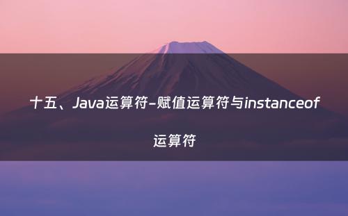 十五、Java运算符-赋值运算符与instanceof运算符