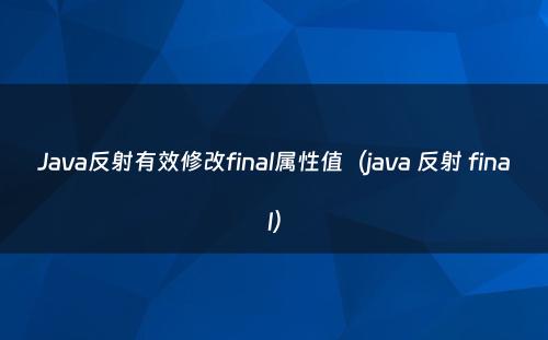 Java反射有效修改final属性值（java 反射 final）