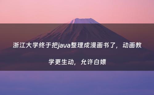 浙江大学终于把java整理成漫画书了，动画教学更生动，允许白嫖