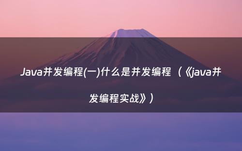 Java并发编程(一)什么是并发编程（《java并发编程实战》）