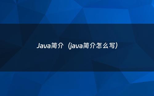 Java简介（java简介怎么写）