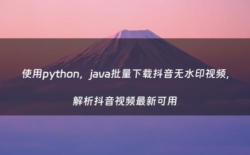 使用python，java批量下载抖音无水印视频，解析抖音视频最新可用