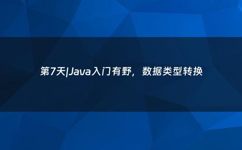 第7天|Java入门有野，数据类型转换
